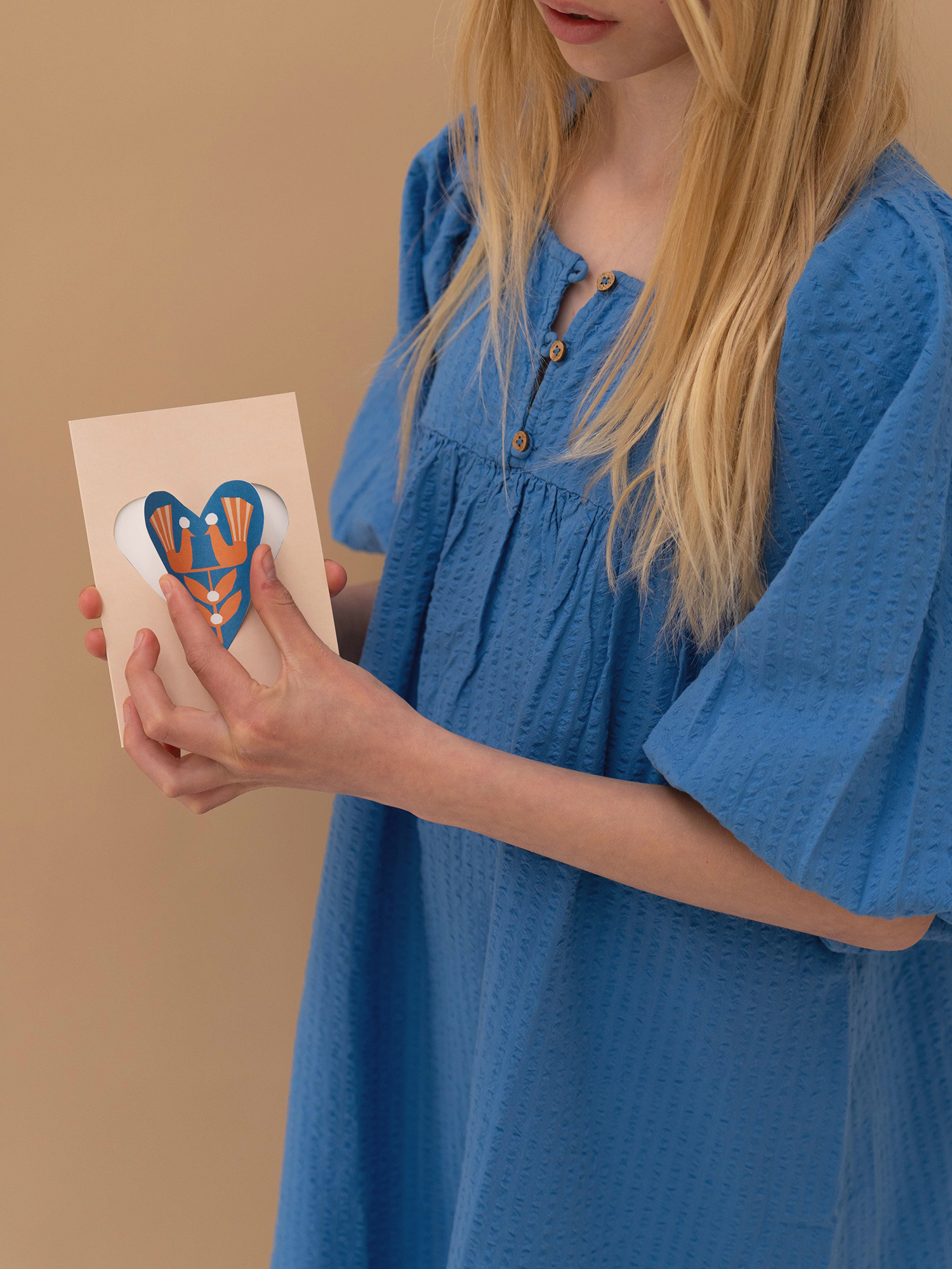 HEART card birds - light pink