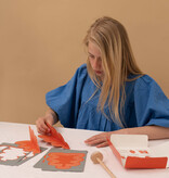 OAK tree - red  | eikenboompje van papier met houten stam, DIY set
