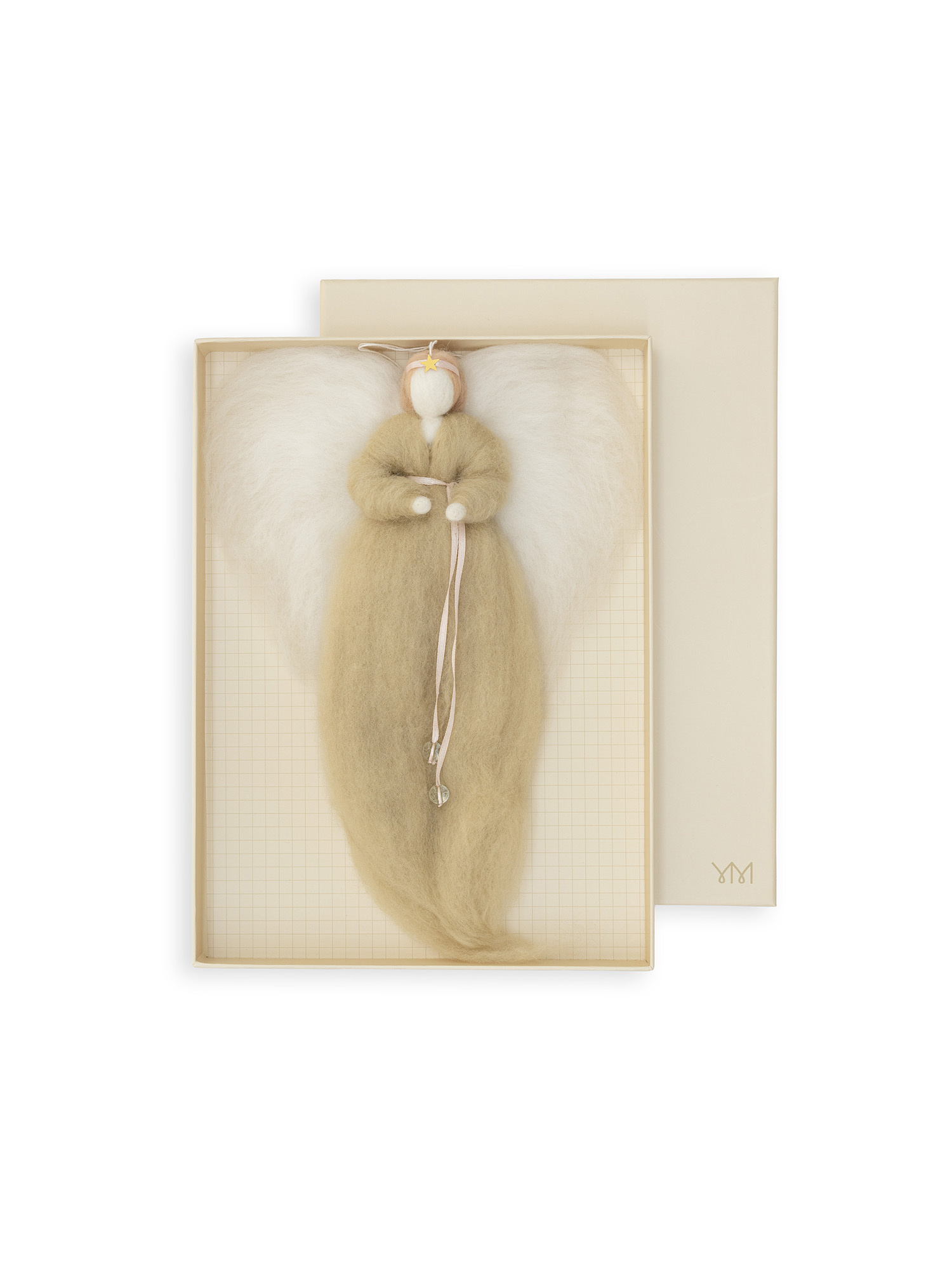 IRINI wool angel - khaki | handmade 30 cm merino wool angel