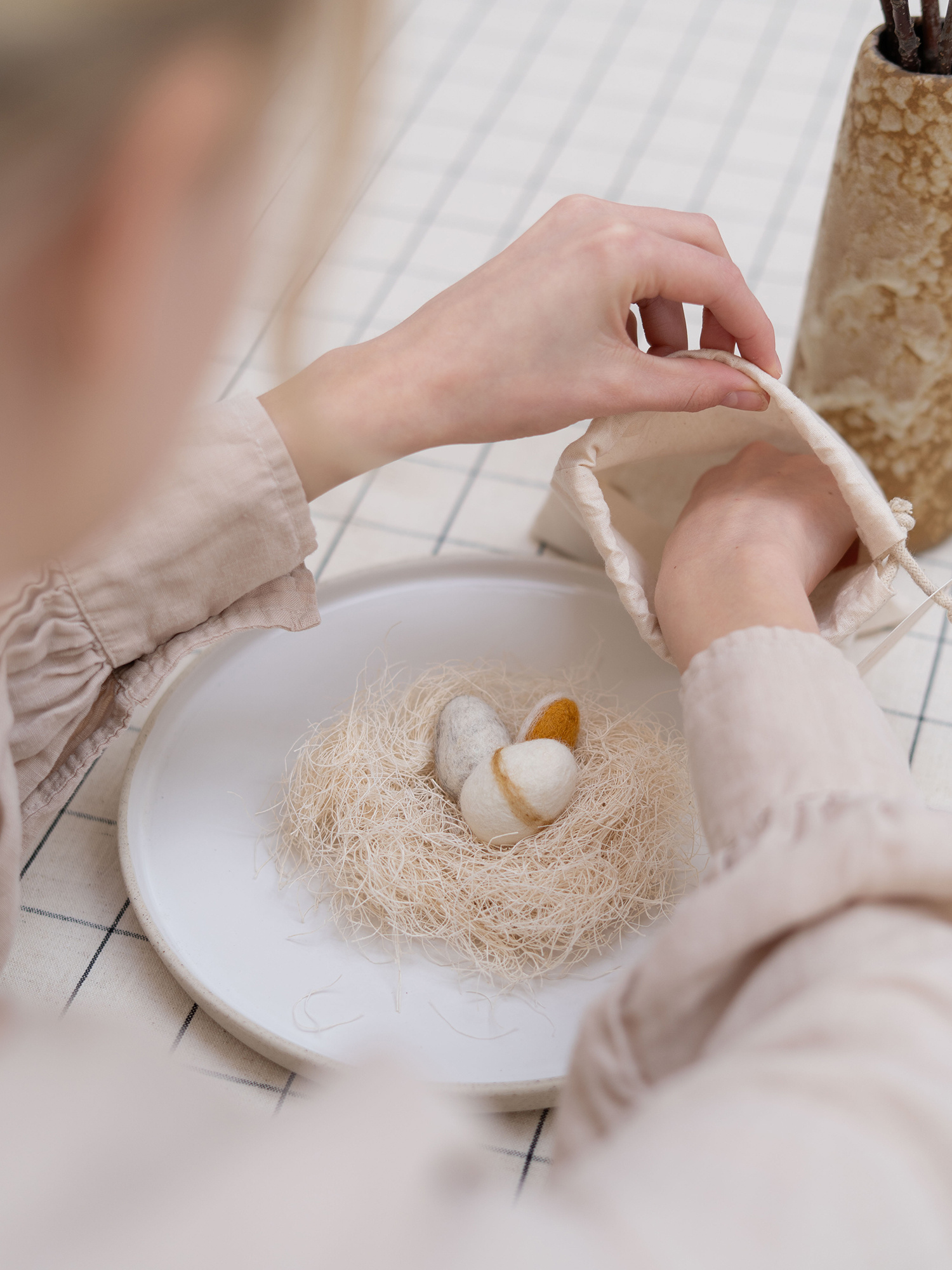 NEST neutral | seven felted merino wool eggs for Easter