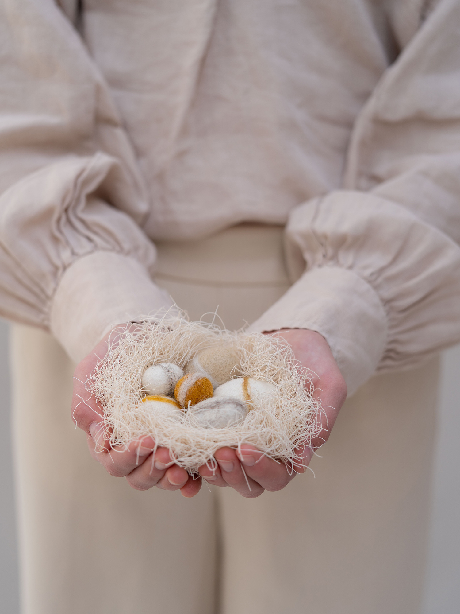 NEST neutral | seven felted merino wool eggs for Easter