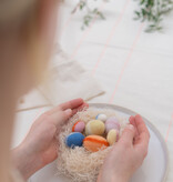 NEST wool eggs pastel | 7 handgemaakte wollen eitjes met nestmateriaal