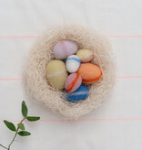NEST wool eggs pastel | 7 handgemaakte wollen eitjes met nestmateriaal