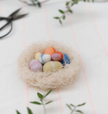 NEST wool eggs pastel | 7 handgemaakte wollen eitjes met nestmateriaal