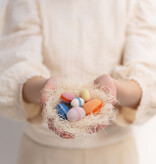 NEST wool eggs pastel | 7 handgemaakte wollen eitjes met nestmateriaal