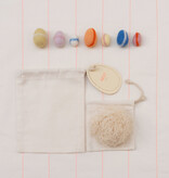 NEST wool eggs pastel | 7 handgemaakte wollen eitjes met nestmateriaal