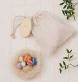 NEST wool eggs pastel | 7 handgemaakte wollen eitjes met nestmateriaal