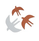 SVERM wall birds - natural | 3 kartonnen muurzwaluwen met aan 2 kanten kleur