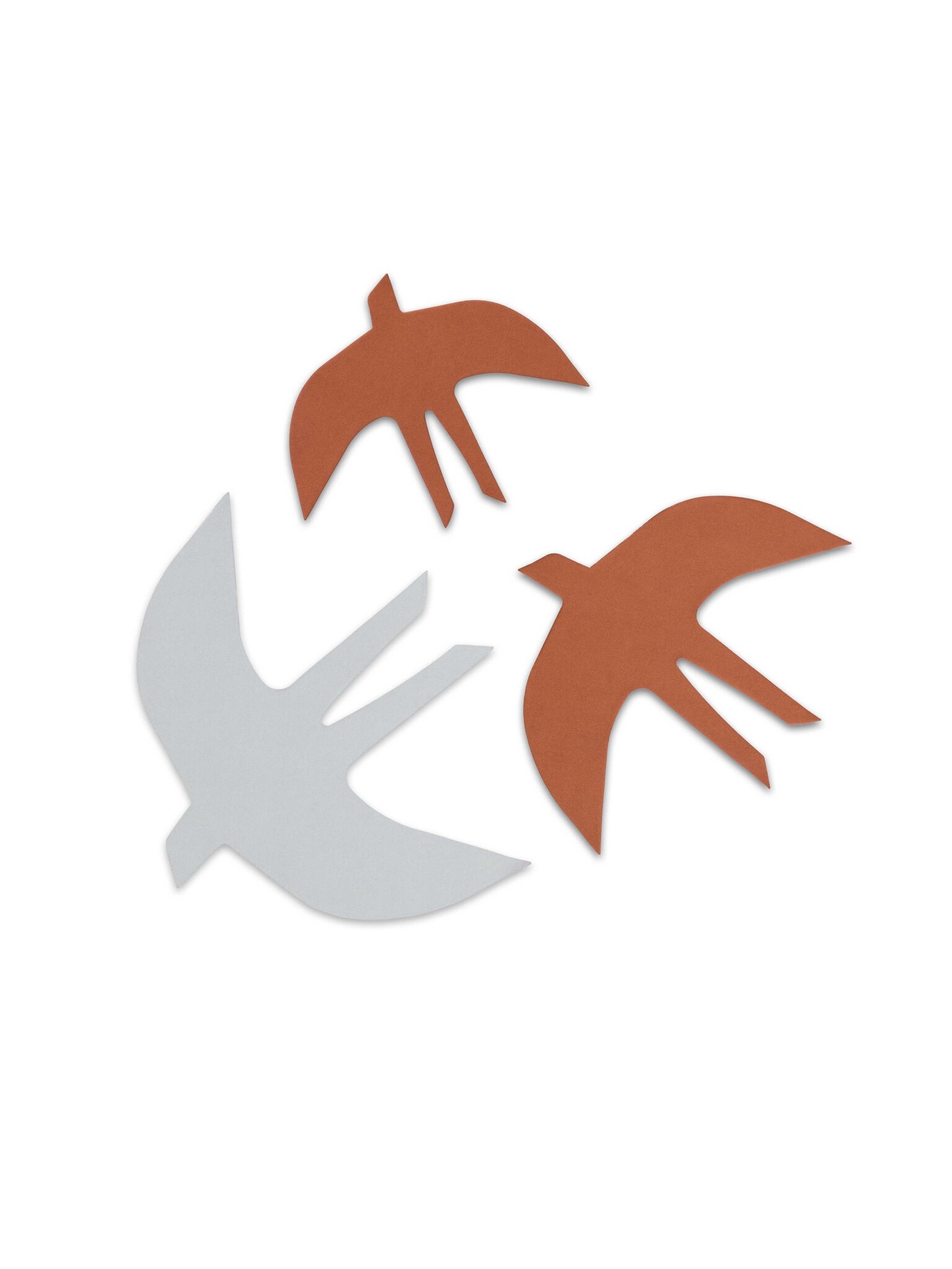SVERM wall birds - natural | 3 kartonnen muurzwaluwen met aan 2 kanten kleur