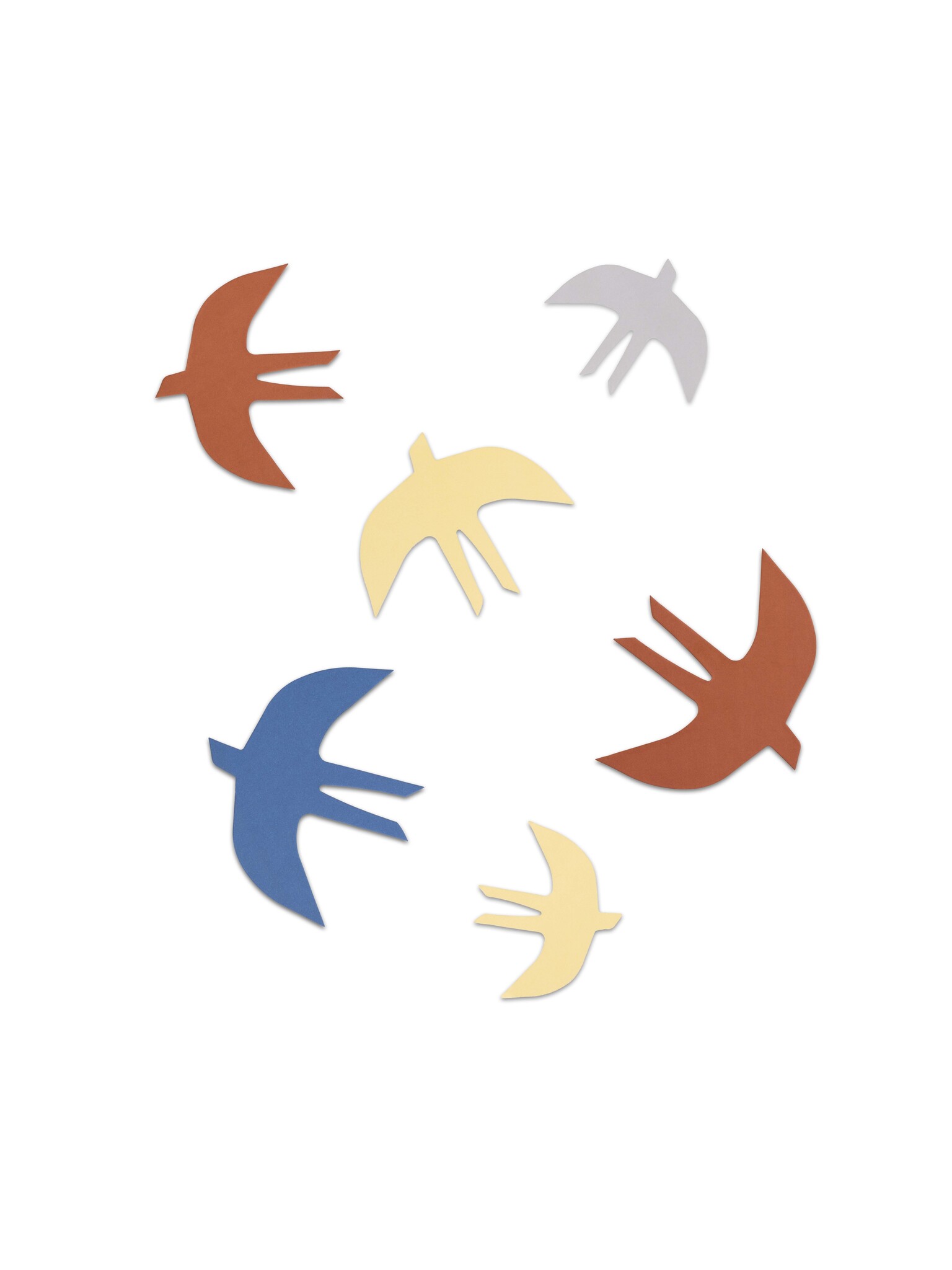 SVERM wall birds - natural | 3 kartonnen muurzwaluwen met aan 2 kanten kleur