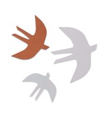 SVERM wall birds - natural | 3 kartonnen muurzwaluwen met aan 2 kanten kleur