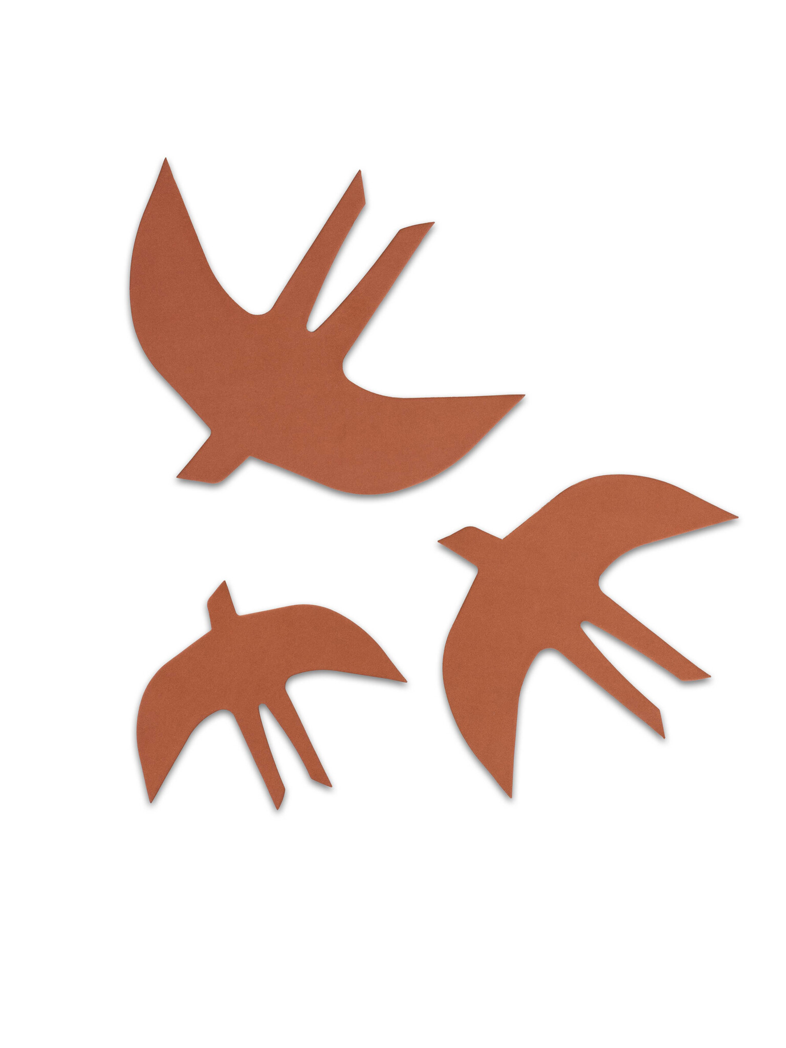 SVERM wall birds - natural | 3 kartonnen muurzwaluwen met aan 2 kanten kleur
