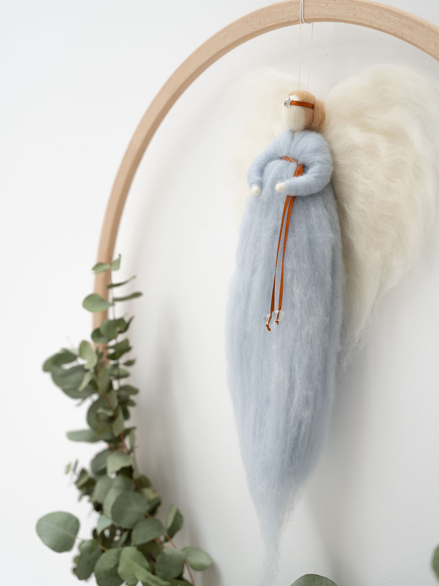 IRINI wool angel - soft blue | handmade wool angel in gift box