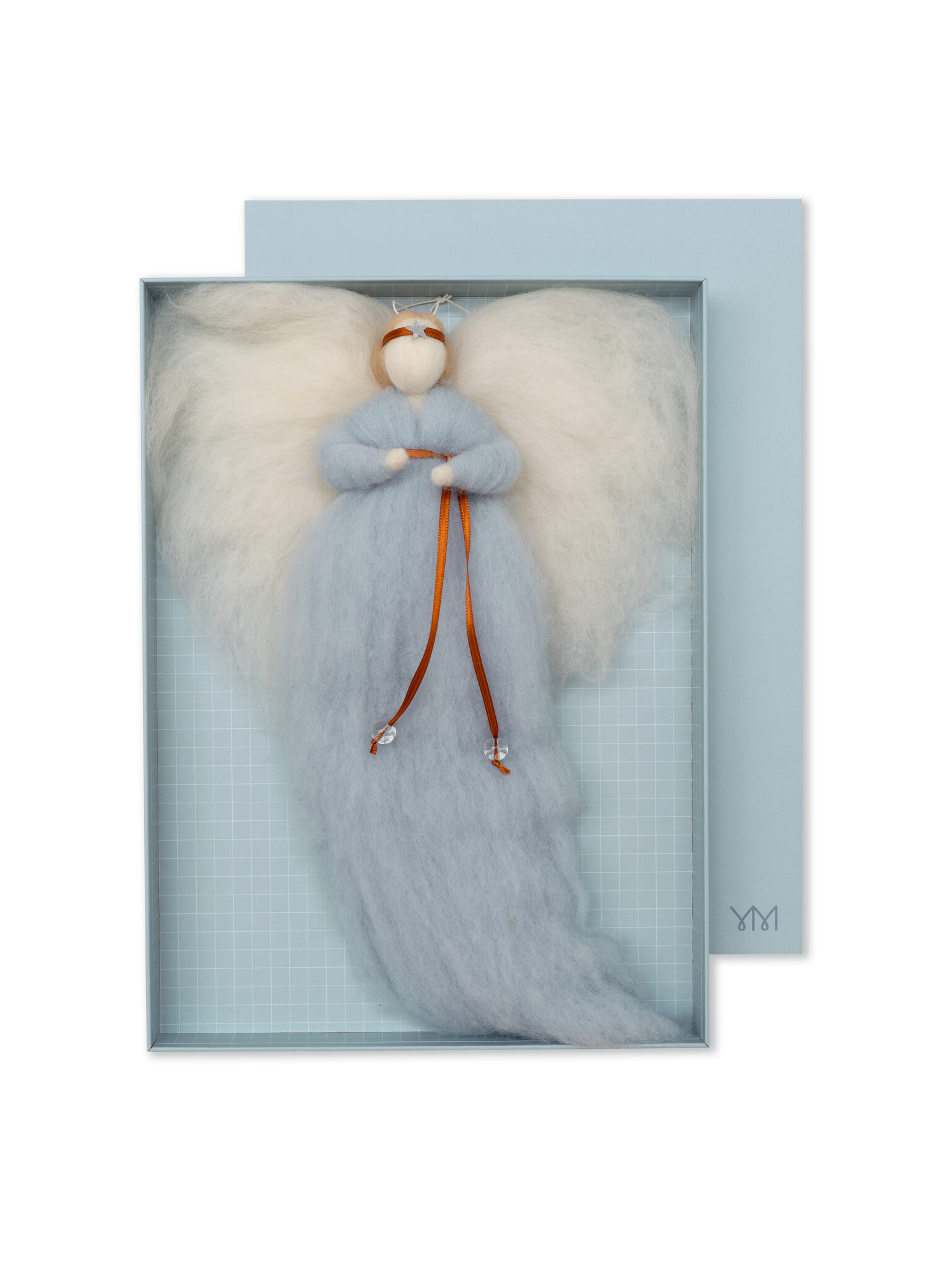 IRINI wool angel - soft blue | handmade wool angel in gift box