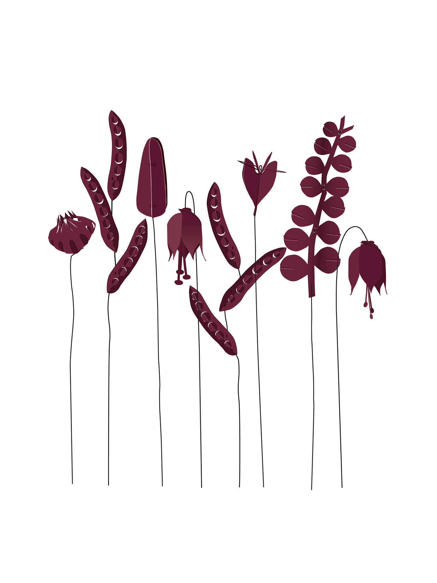 DIY set met 8 bordeauxrode papieren bloemen