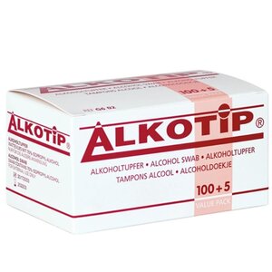 Alkotip Alkotip alcoholdoekjes met 70% isopropylalcohol, individueel verpakt - 28 x 60 mm - 250 + 10 st