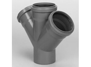 Pvc dubbel T-stuk 45graden manchet / spie