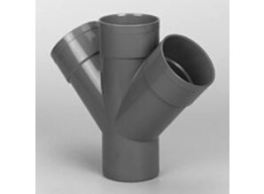 Pvc dubbel T-stuk 45graden mof / spie