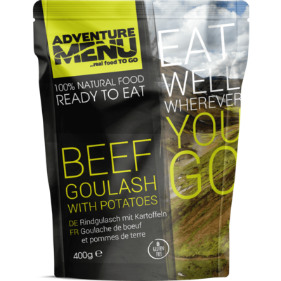 Adventure Menu Beef goulash with boiled potatoes