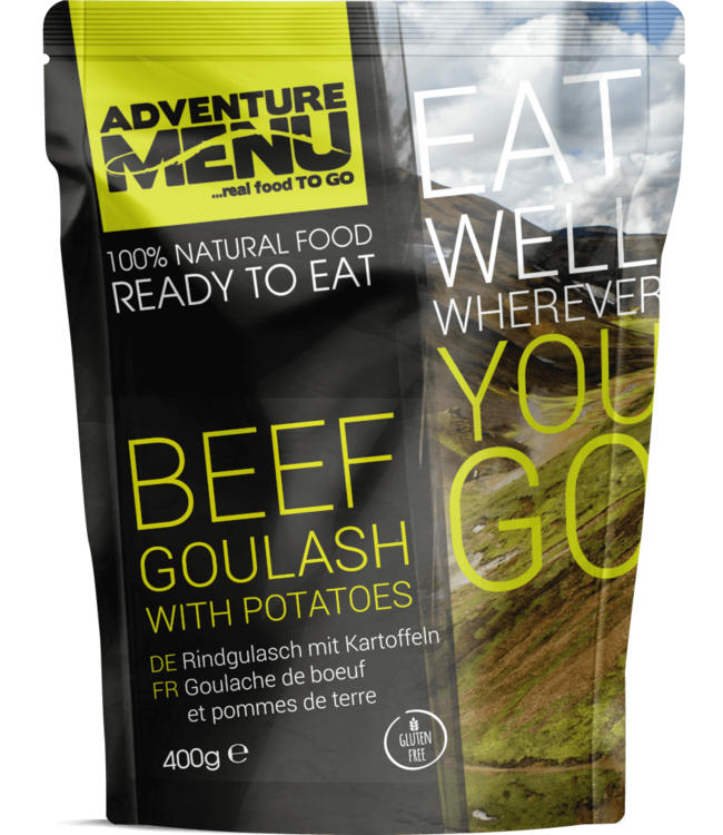 Adventure Menu Beef goulash with boiled potatoes