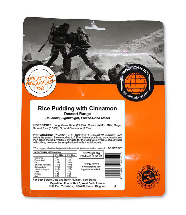 Expedition Foods Rice Pudding with Cinnamon