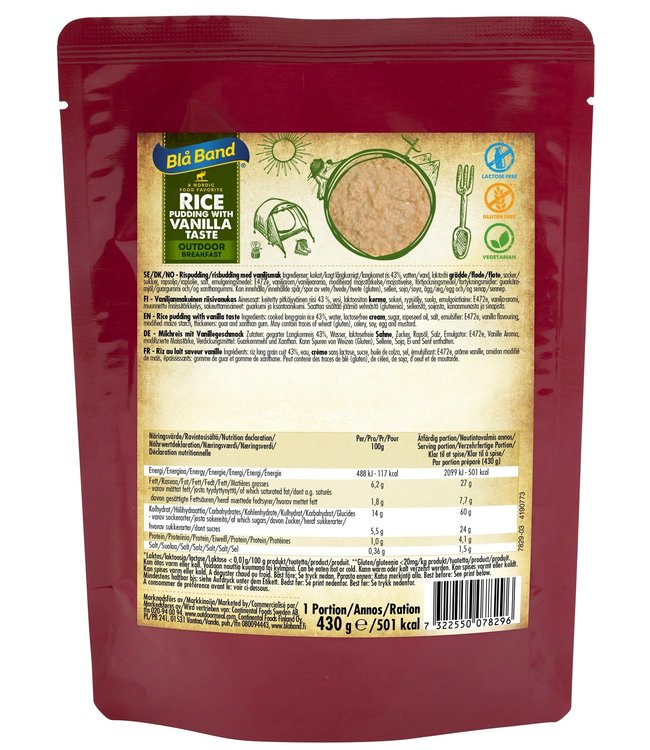 Bla Band Rice pudding with vanilla