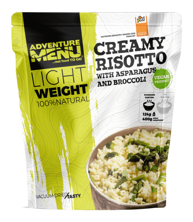 Adventure Menu Creamy risotto with asparagus and broccoli