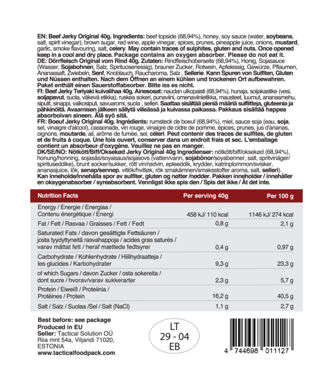 Tactical Foodpack Beef Jerky Original