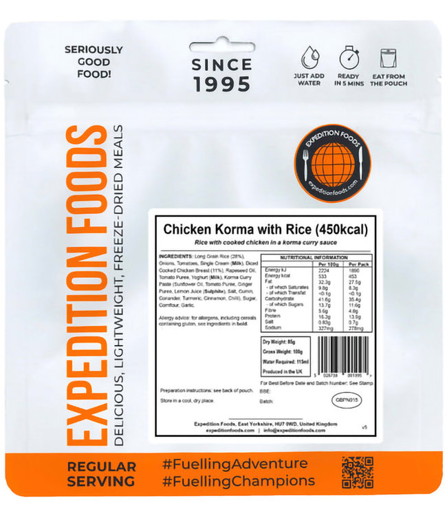 Expedition Foods Chicken Korma with Rice