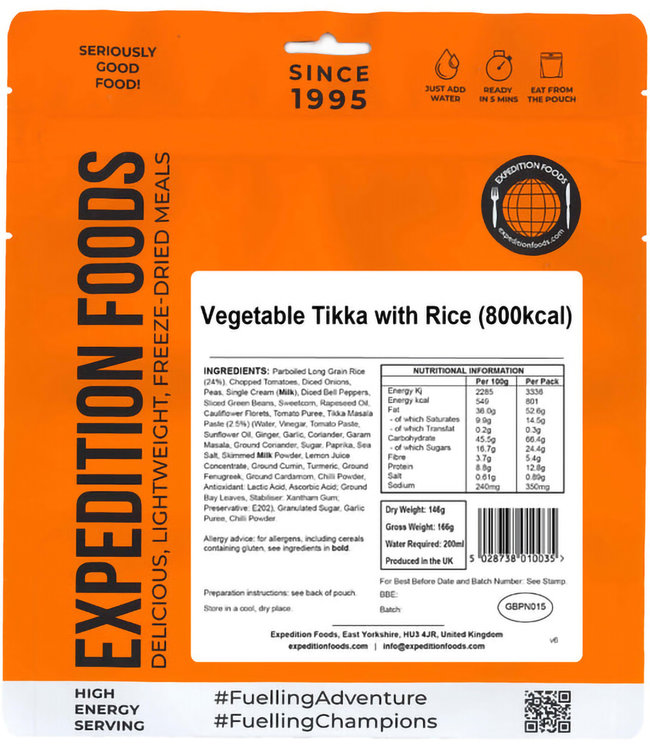 Expedition Foods Vegetable Tikka with Rice
