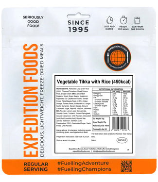 Expedition Foods Légumes Tikka avec riz