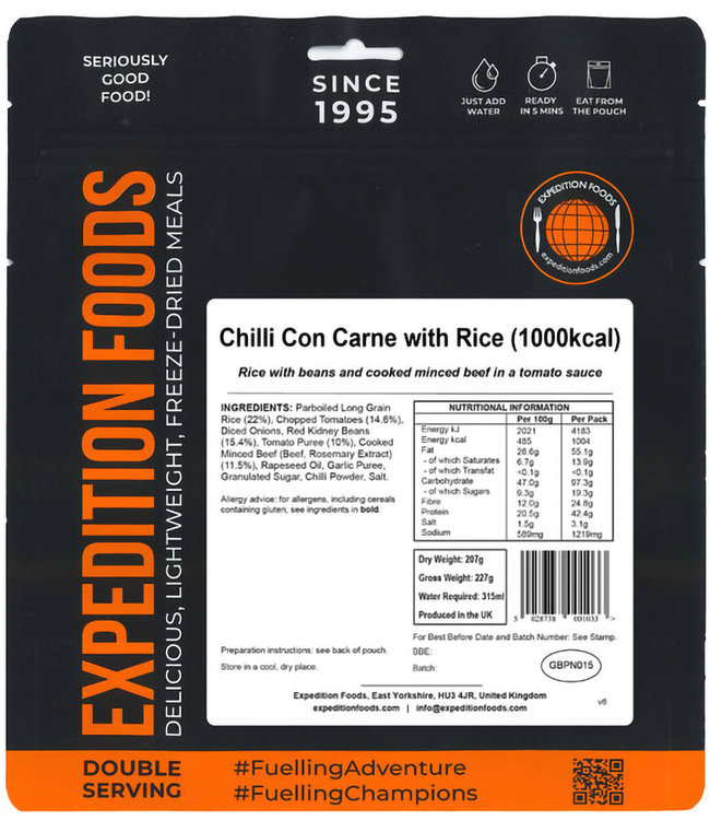 Expedition Foods Chilli con Carne with Rice