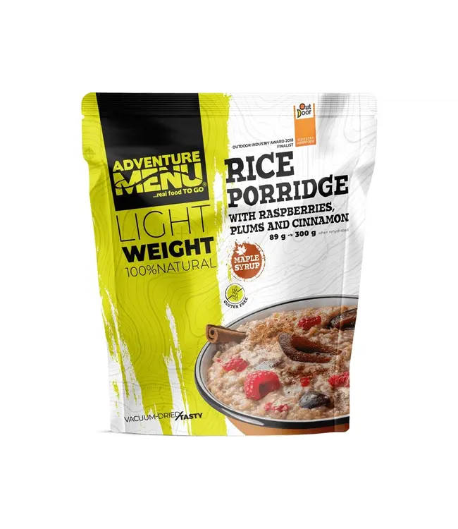 Adventure Menu Rice Porridge with Raspberries, Plums and Cinnamon