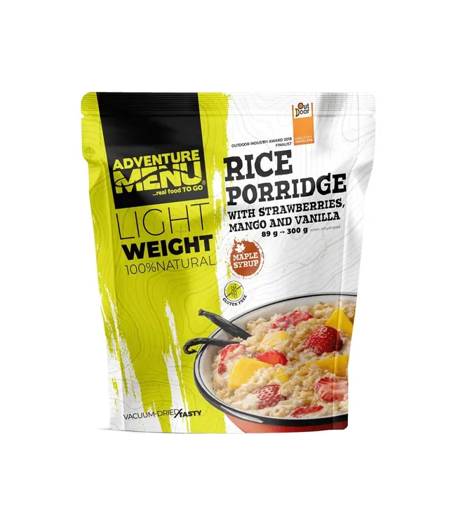 Adventure Menu Rice porridge with Strawberries, Mango and Vanilla