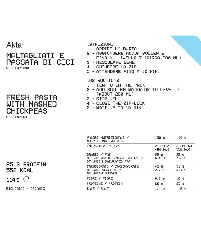 Akta Fresh Pasta with Mashed Chickpeas