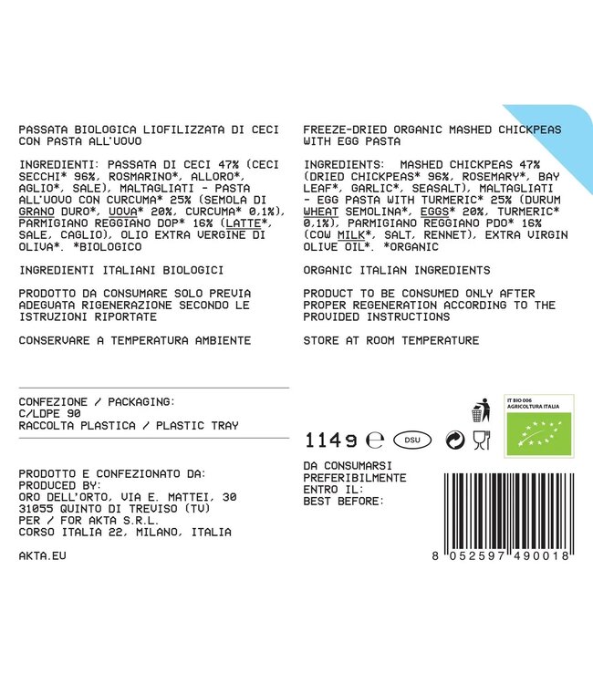 Akta Fresh Pasta with Mashed Chickpeas