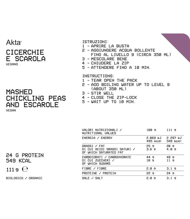Akta Mashed Chickling Peas and Escarole