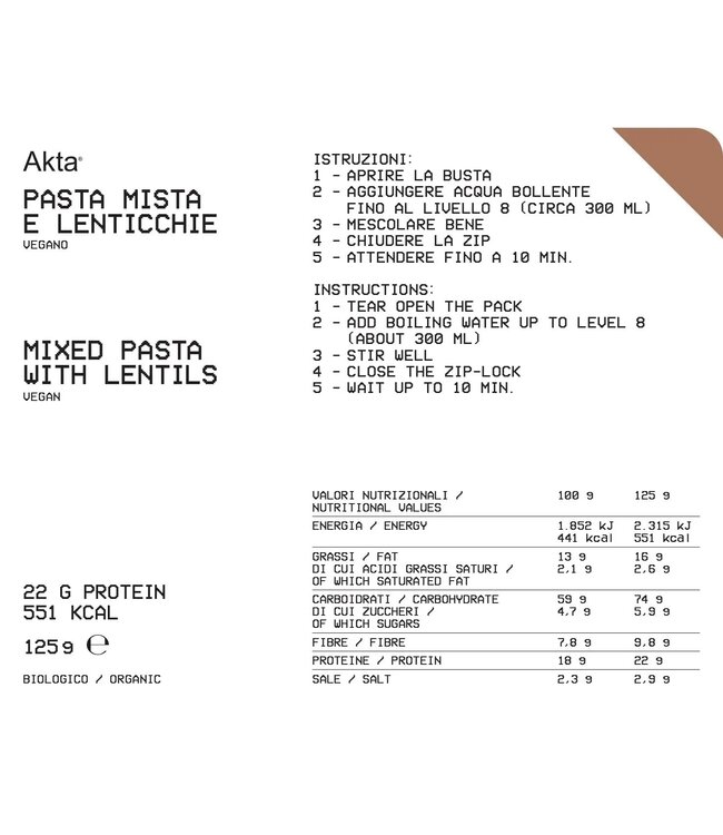 Akta Mixed Pasta with Lentils