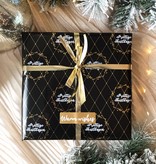 Kerst Cadeaupapier - Prettige Feestdagen, Black & Gold (Opgelet, door drukte neemt inpakken een dag langer in beslag.)