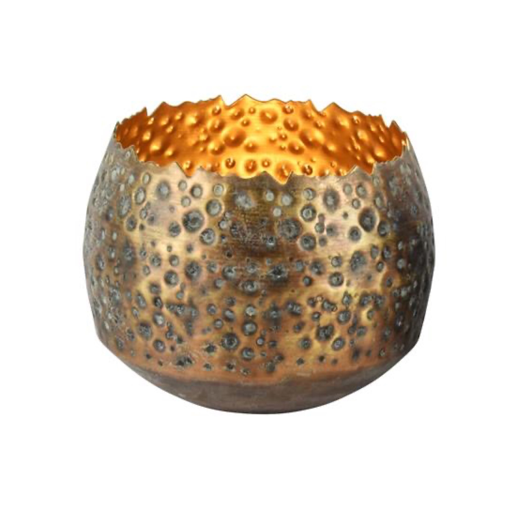 METAL BRONZE & GOLD TEALIGHT HOLDER - BIG