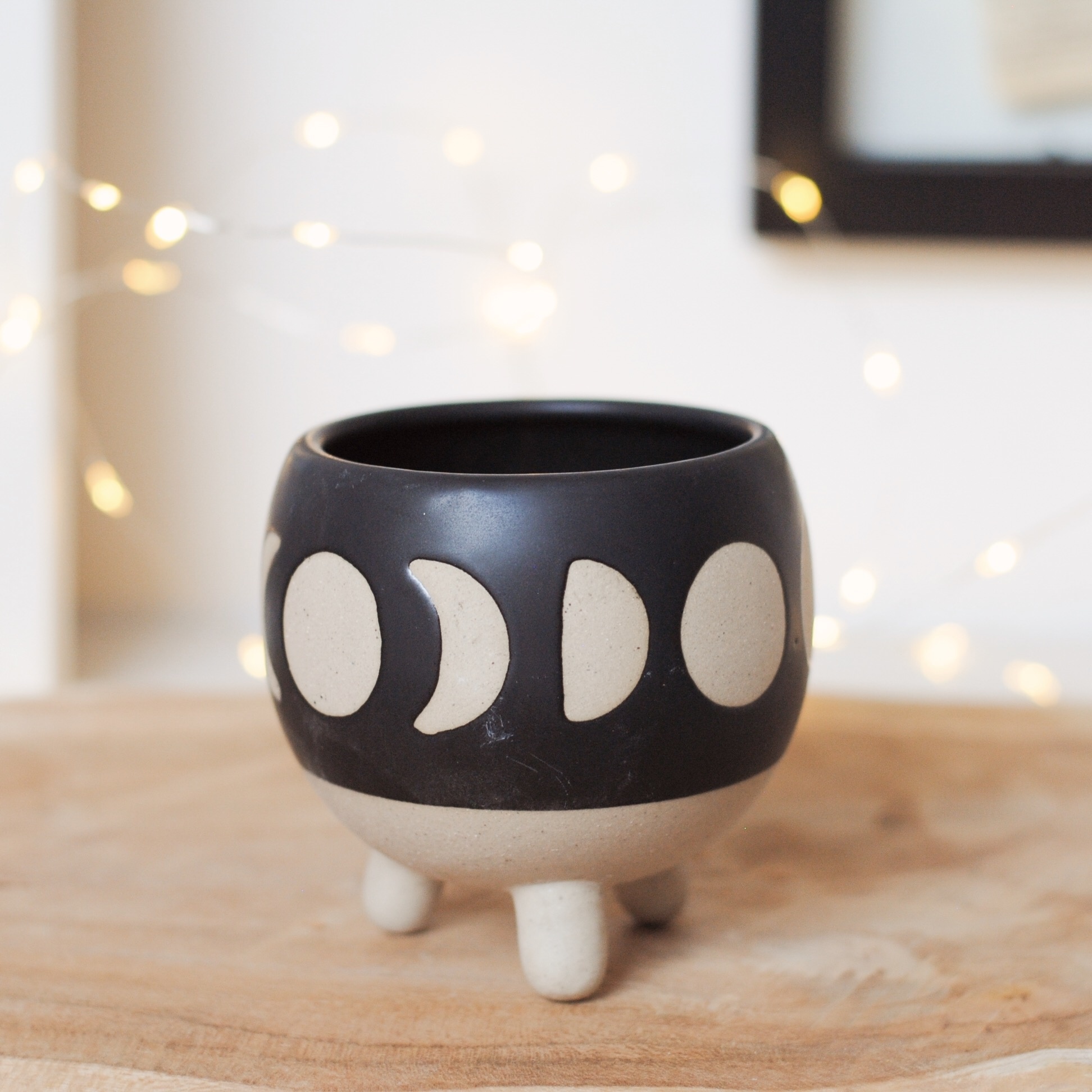 MOON PHASES MINI PLANTER - BLACK