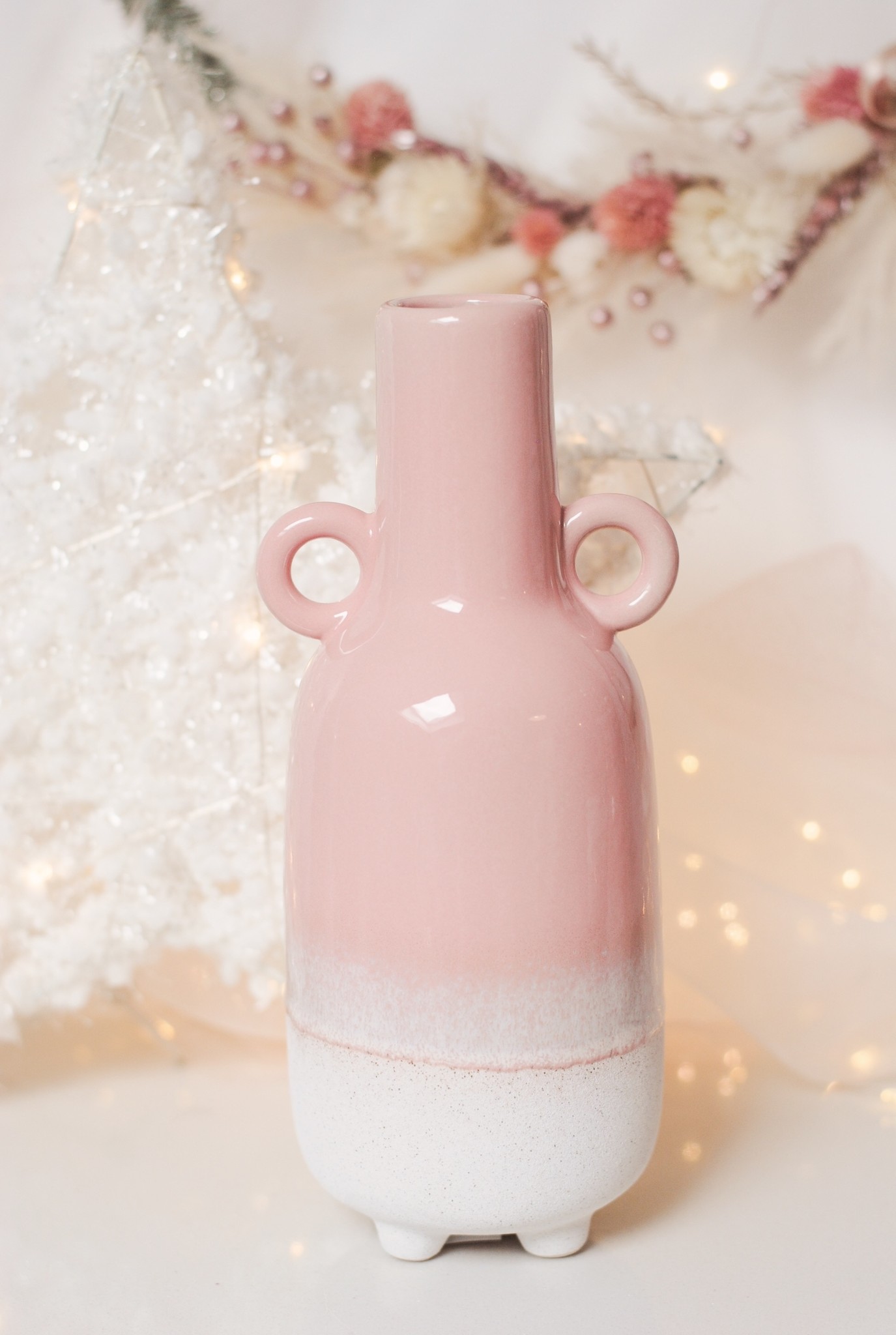 GLAZED OMBRE VASE WITH TEXTURE PINK Beauty & Bobs