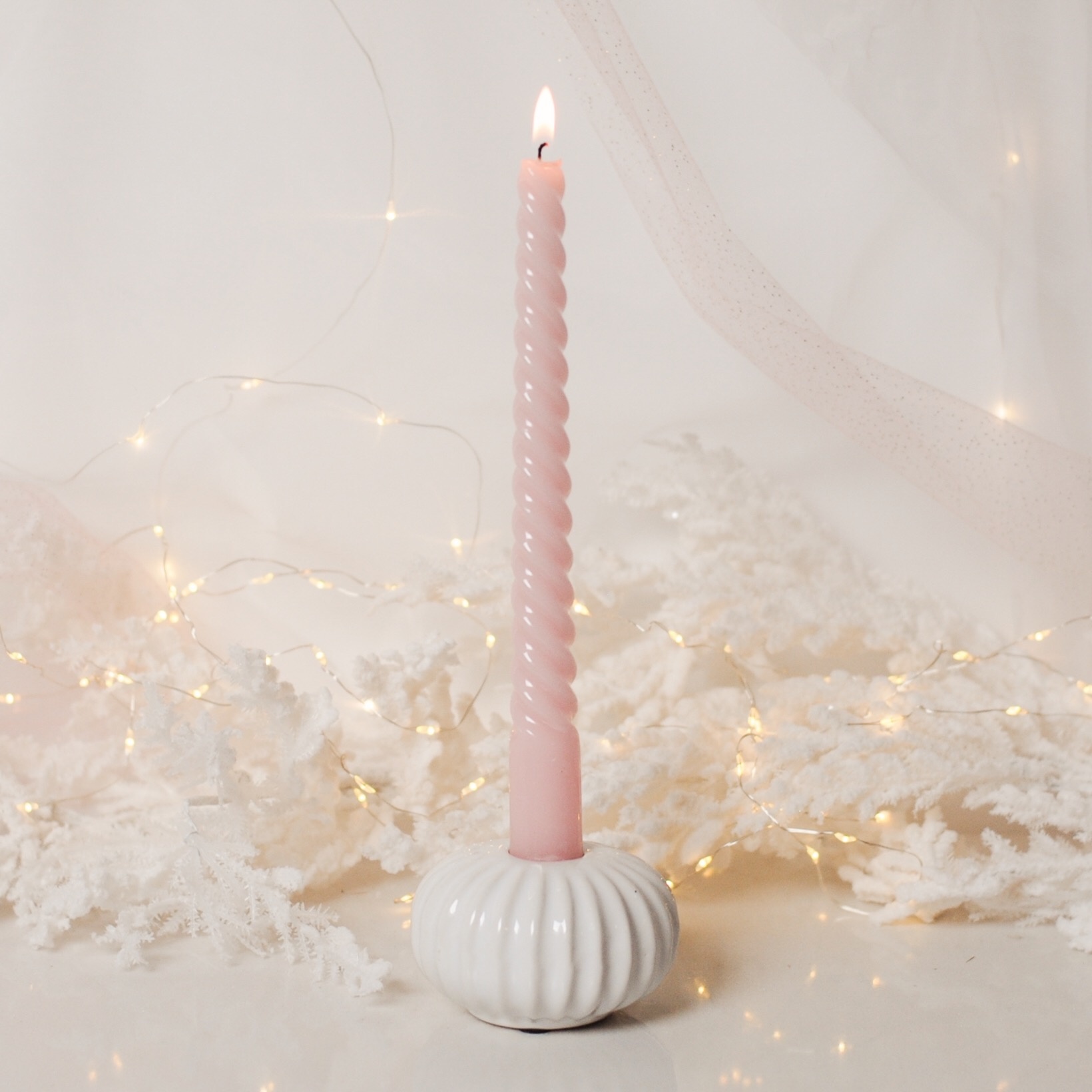 TWISTED DINNER CANDLE - PINK (25CM / 2 STUKS)