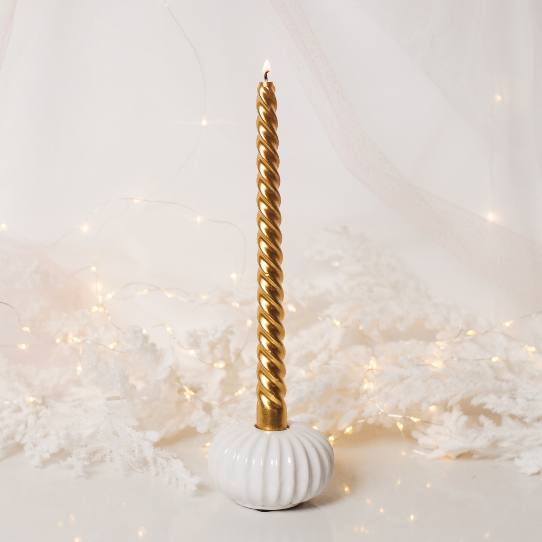 TWISTED DINNER CANDLE - GOLD (25CM / 2 STUKS)