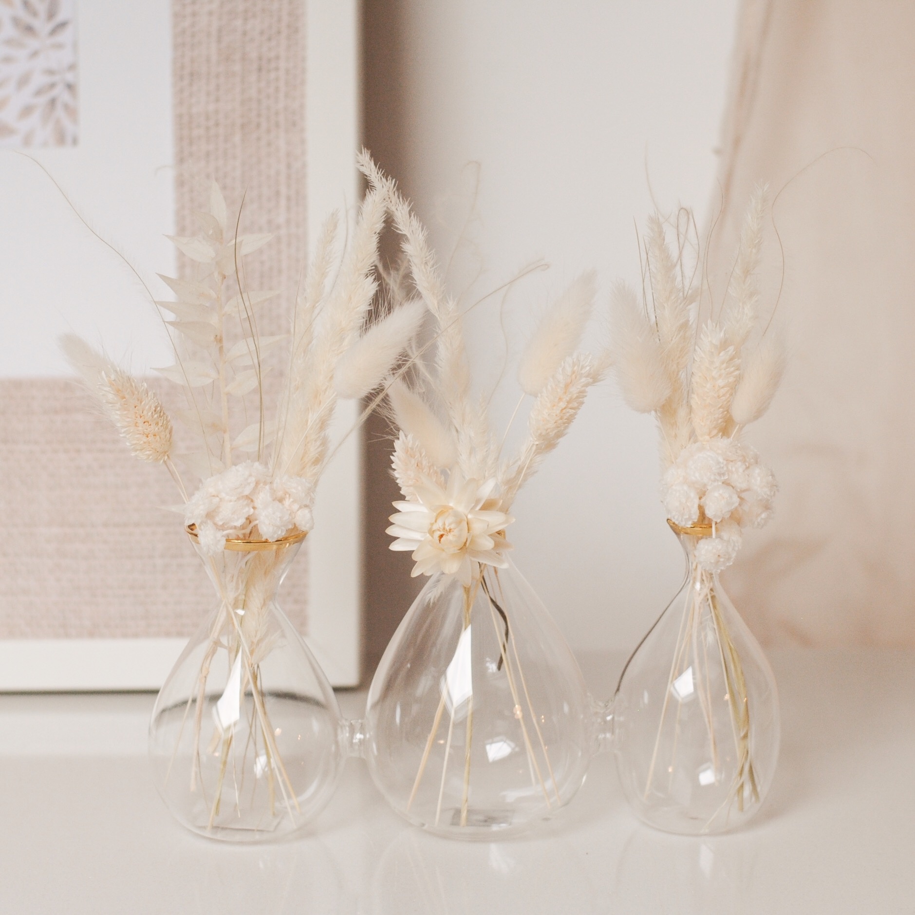 GLASS VASES WITH GOLD RIM