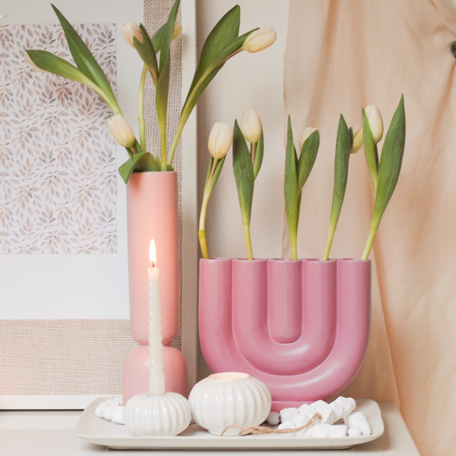 TALL LIGHT PINK TUBE VASE Beauty & Bobs