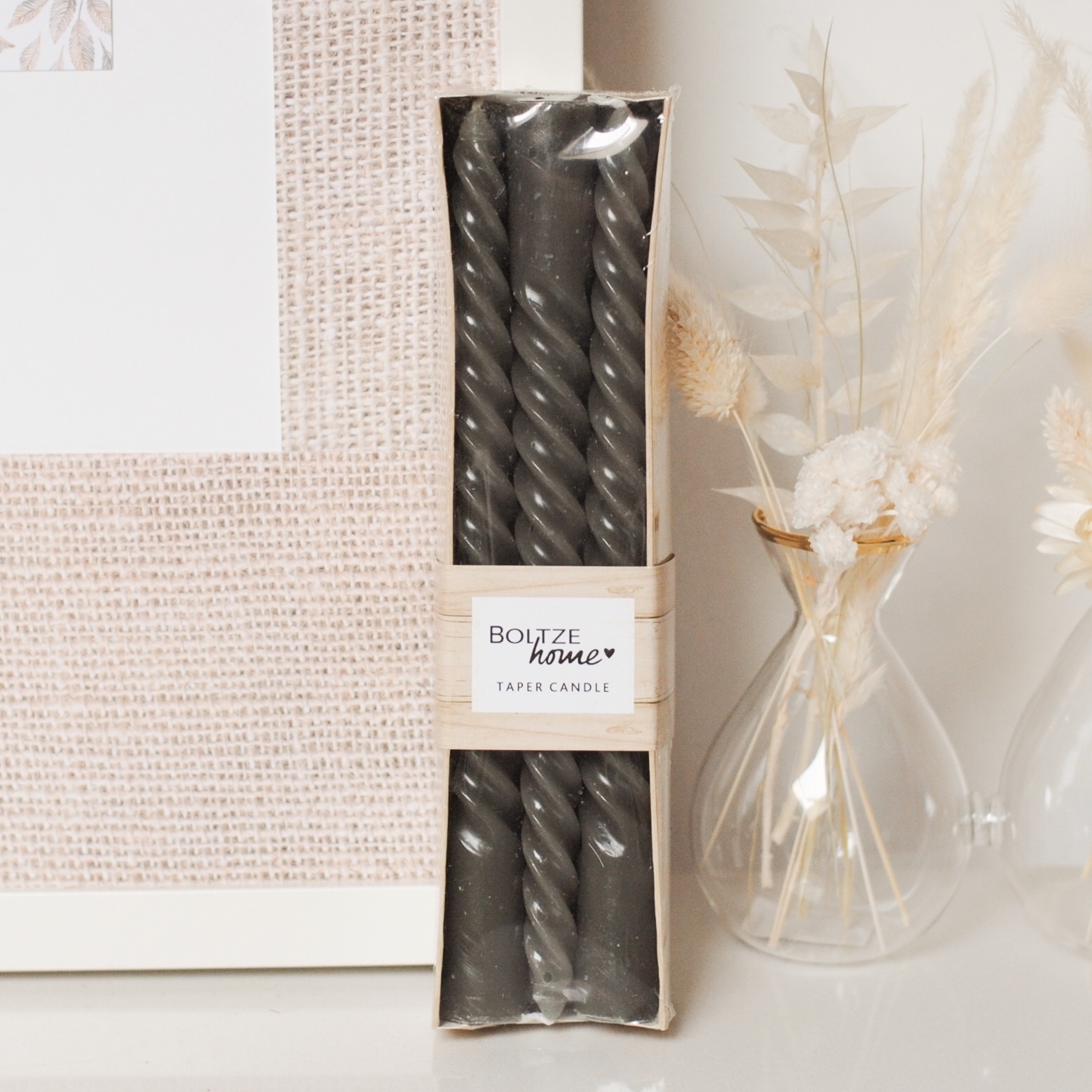 TWISTED DINNER/TAPER CANDLES DARK GREY Beauty & Bobs