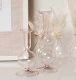 SOFT PINK GLASS CANDLE HOLDER - MEDIUM