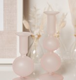 SOFT MATTE PINK GLASS CANDLE HOLDER - SMALL