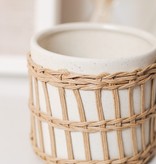 SPECKLED WHITE & WOVEN PLANTER